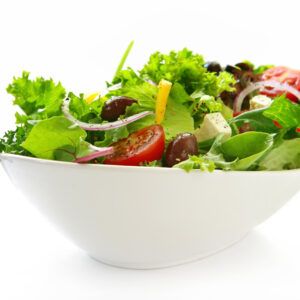 Healthy,Green,Salad,,In,Stylish,White,Bowl.,Isolated,On,White.