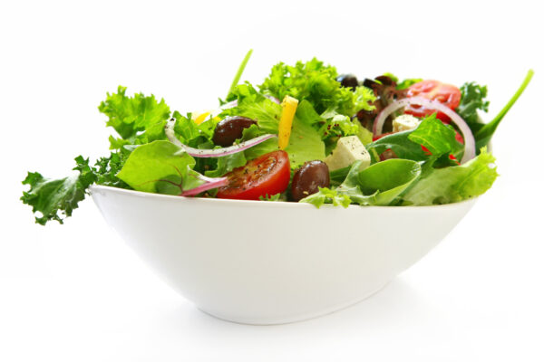 Healthy,Green,Salad,,In,Stylish,White,Bowl.,Isolated,On,White.